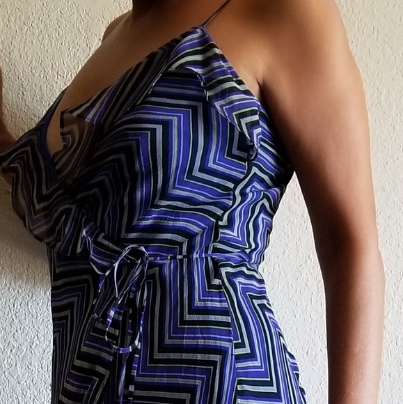 Betsey Johnson size M blue chevron wrap dress - Picture 5 of 5